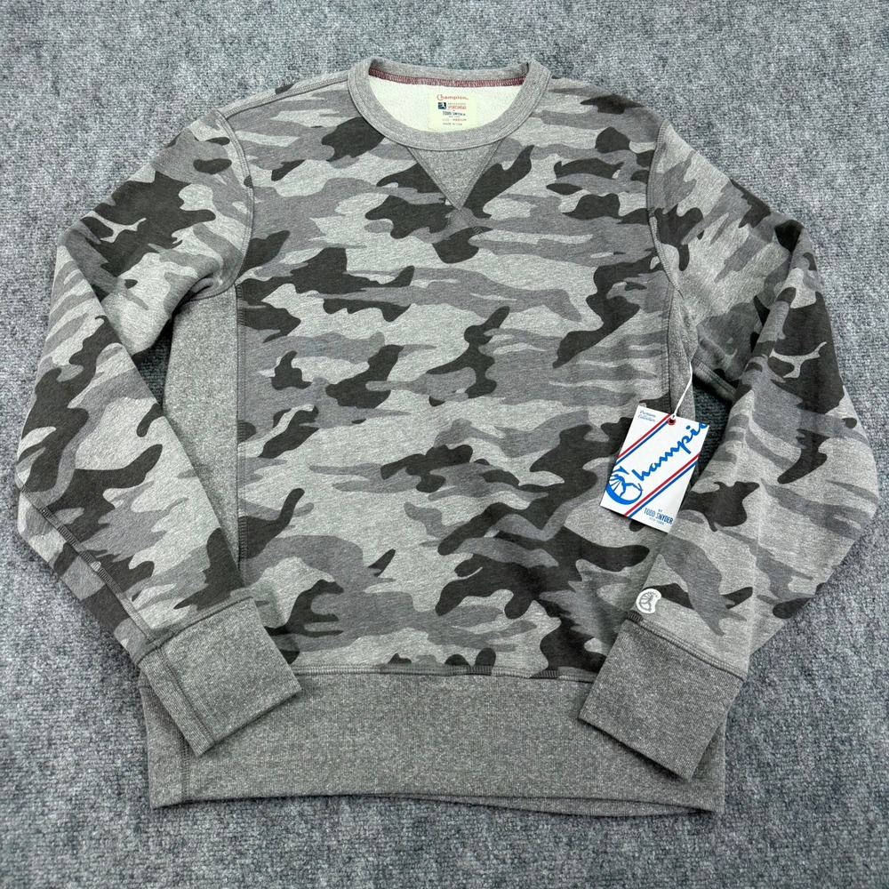 Todd Snyder X Champion Sweatshirt Mens Medium Grey Camo USA Crewneck Pullover